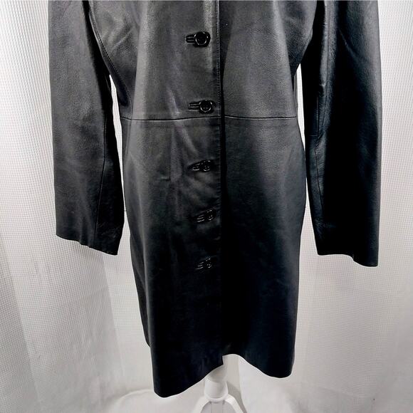 JOHN PAUL RICHARD/UNIFORM! BLACK GENUINE LEATHER LONG TAILORED JACKET! SZ 10 - Picture 5 of 13